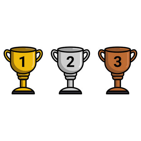 simple gold silver and bronze trophy for 1 2 3 winner perfect for competition designのイラスト素材