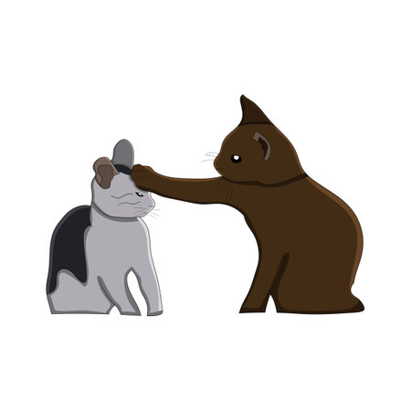 two cute cats support each otherのイラスト素材