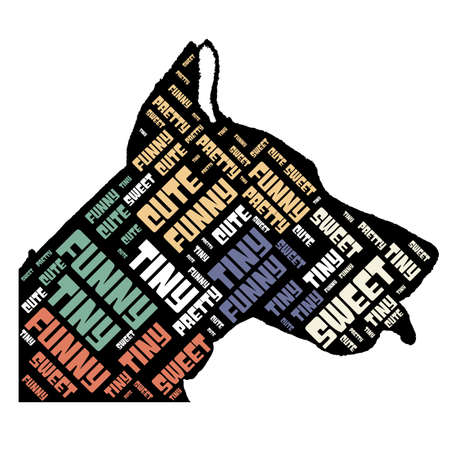 dog head shaped word cloud perfect for design projectのイラスト素材