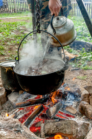 cooking in natureの写真素材