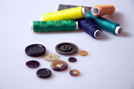 Sew accessories on white backgroundの写真素材