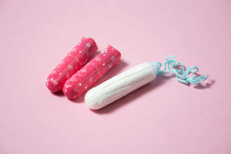 tampons on pink の写真素材