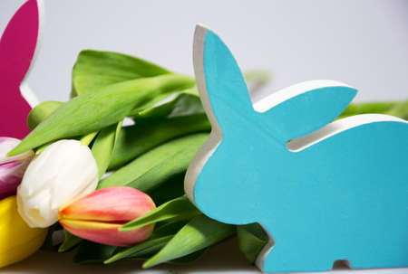 colourful decoration of easter bunnyの写真素材