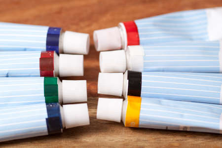 Colorful acrylic paintsの写真素材