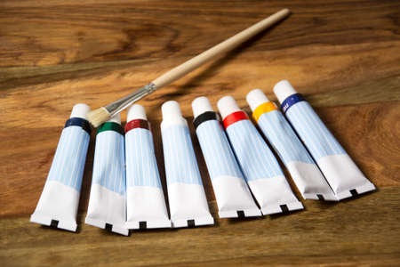 colorful acrylic paintsの写真素材