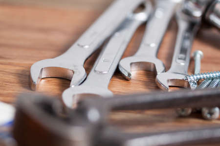 tool on wooden backgroundの写真素材