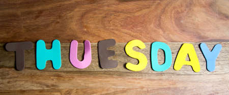 word thuesday formed by colorful lettersの写真素材