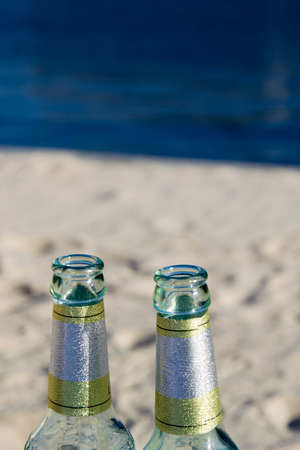 beer on a beach barの写真素材