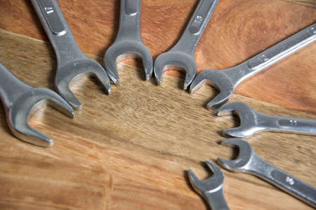 tool on wooden backgroundの写真素材