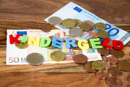 The german term for child allowance in colored lettersの写真素材