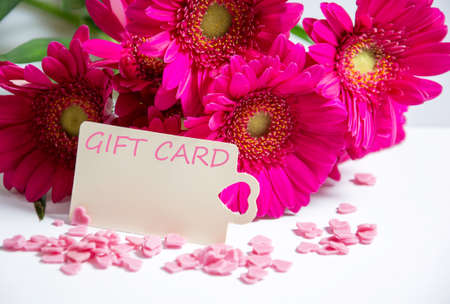 gift card with flowersの写真素材