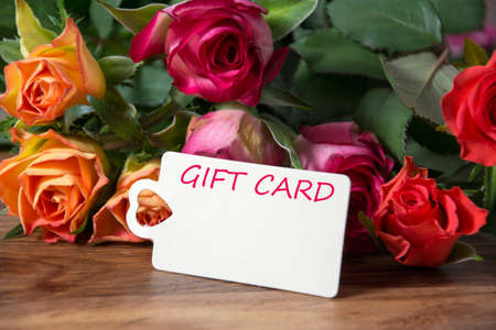 gift card with flowersの写真素材