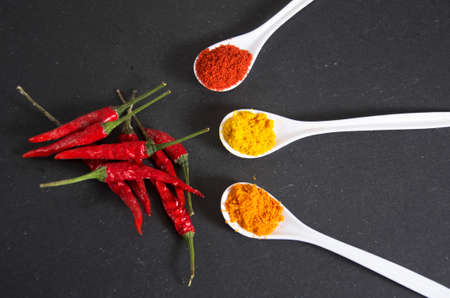 chili peppers with spiceryの写真素材