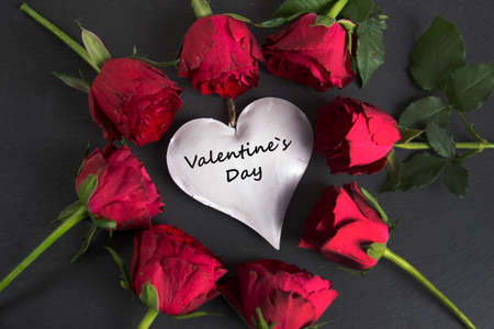 nice background with roses and a white heartの写真素材