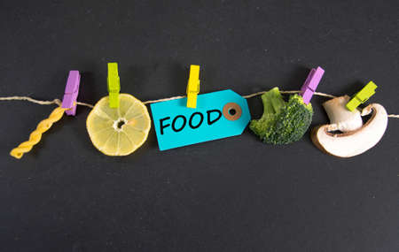 Food inscription written on paper tagの写真素材
