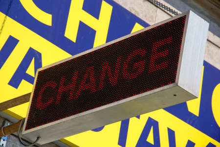 sign with the word changeの写真素材