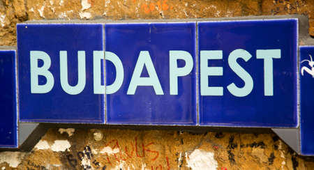sign with the word budapestの写真素材