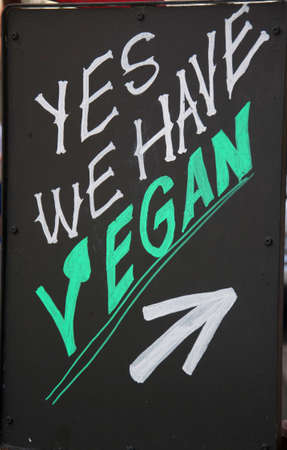 sing with the words : Yes we have veganの写真素材