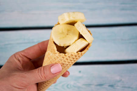 ice-cream wafer with banana