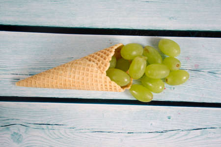 ice-cream wafer with grapesの写真素材