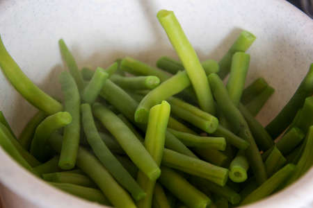 some cooked,green beansの写真素材