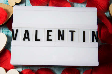 LIghtbox with the word Valentin - german for Valentine