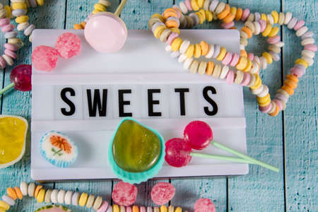 lightbox with different sweetsの写真素材