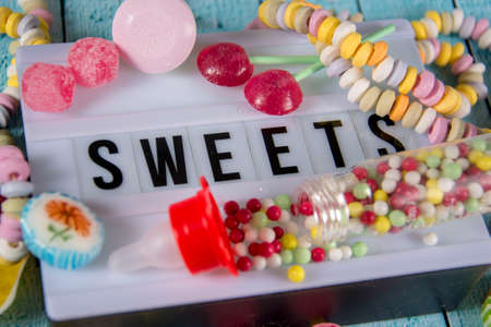 lightbox with different sweetsの写真素材