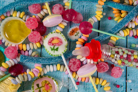 a photo of different, colourfull sweetsの写真素材