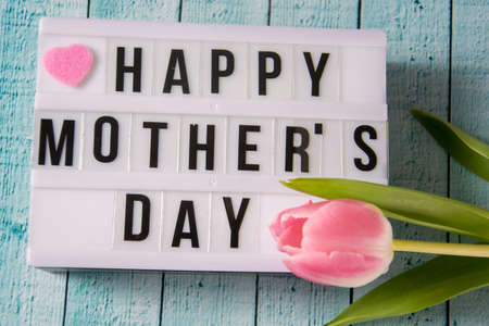 Lightbox with the words: Happy MotherÂ´s Dayの写真素材