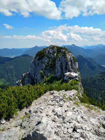 hiking on the mountain RoÃ-und Buchstein in Bavariaのeditorial素材