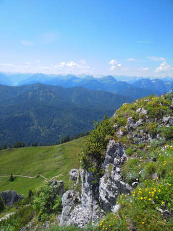 hiking on the mountain RoÃ-und Buchstein in Bavariaの写真素材