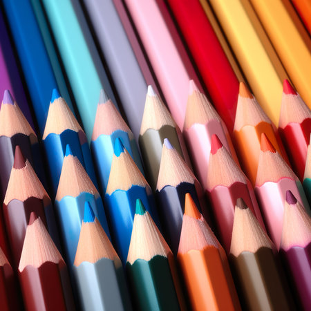 Colorful pencils as a background. Close up image.の素材