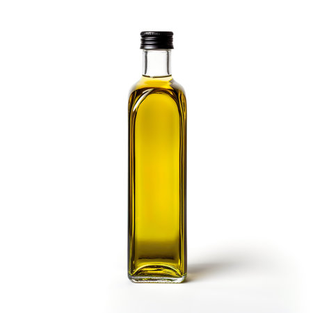 Olive oil bottle isolated on white background. 3D illustrations.の素材