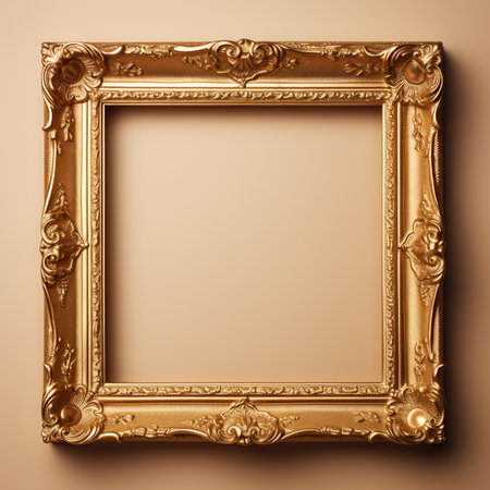 Vintage picture frame on a beige background. 3d renderingの素材