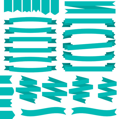 Set of blue ribbons in trendy flat styleのイラスト素材