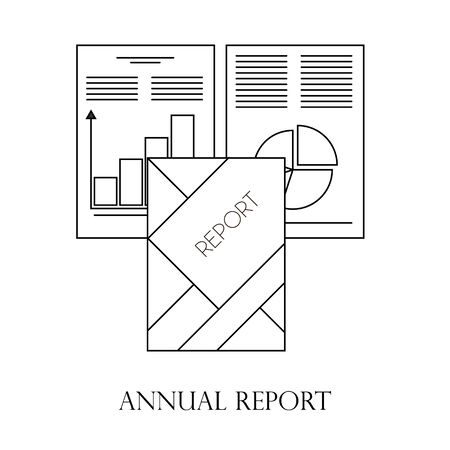 Annual report icon or logo line art style. Vector Illustration.のイラスト素材
