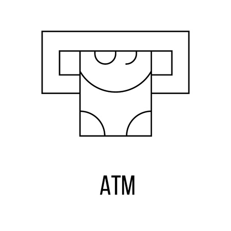 ATM icon line art style. Vector Illustration.のイラスト素材
