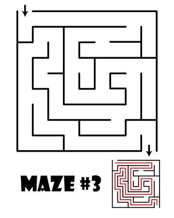 Labyrinth or maze conundrum for kids with answer. Children funny puzzle game. Entry and exit. Vector illustration isolated on a light background.のイラスト素材
