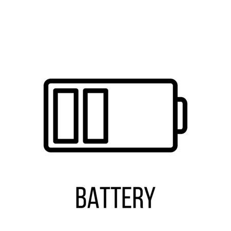 Battery icon in modern line style. High quality black outline pictogram for web site design and mobile apps. Vector illustration on a white background.のイラスト素材