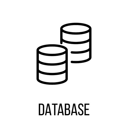 Database icon in modern line style. High quality black outline pictogram for web site design and mobile apps. Vector illustration on a white background.のイラスト素材