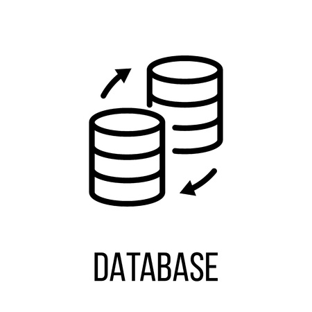 Database icon in modern line style. High quality black outline pictogram for web site design and mobile apps. Vector illustration on a white background.のイラスト素材