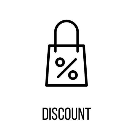 Discount icon  in modern line style. High quality black outline pictogram for web site design and mobile apps. Vector illustration on a white background.のイラスト素材