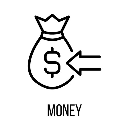 Money icon or logo in modern line style. High quality black outline pictogram for web site design and mobile apps. Vector illustration on a white background.のイラスト素材