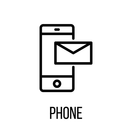 Phone icon or logo in modern line style. High quality black outline pictogram for web site design and mobile apps. Vector illustration on a white background.のイラスト素材