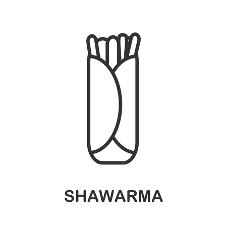 Shawarma icon or logo line art style. Vector Illustration.のイラスト素材