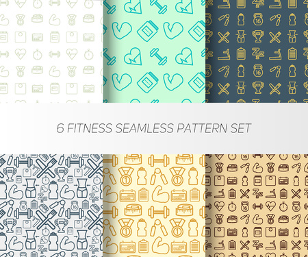 Set of Seamless Pattern with Fitness Elementsのイラスト素材