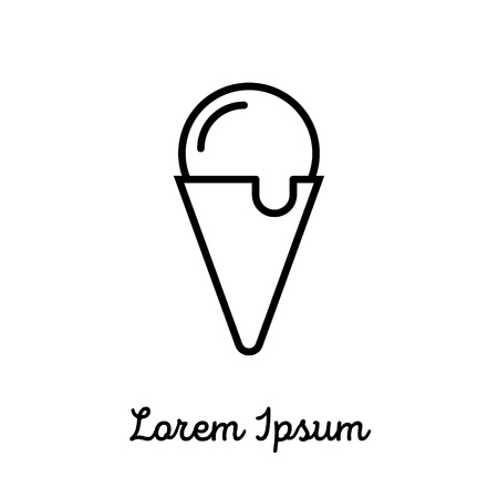 Ice cream icon or logo in modern line style. High quality black outline pictogram for web site design and mobile apps. Vector illustration on a white background.のイラスト素材