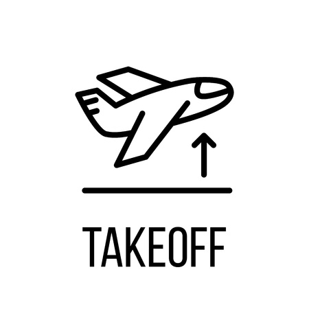 Takeoff icon or logo in modern line style. High quality black outline pictogram for web site design and mobile apps. Vector illustration on a white background.のイラスト素材