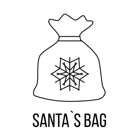 Santa`s bag icon or logo line art style. Vector Illustration.のイラスト素材